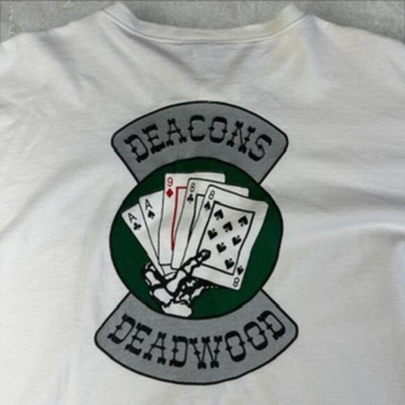 Vintage Biker Gang Henley Button "Deacons of Deadwood" Texas Shirt - Picture 5 of 5